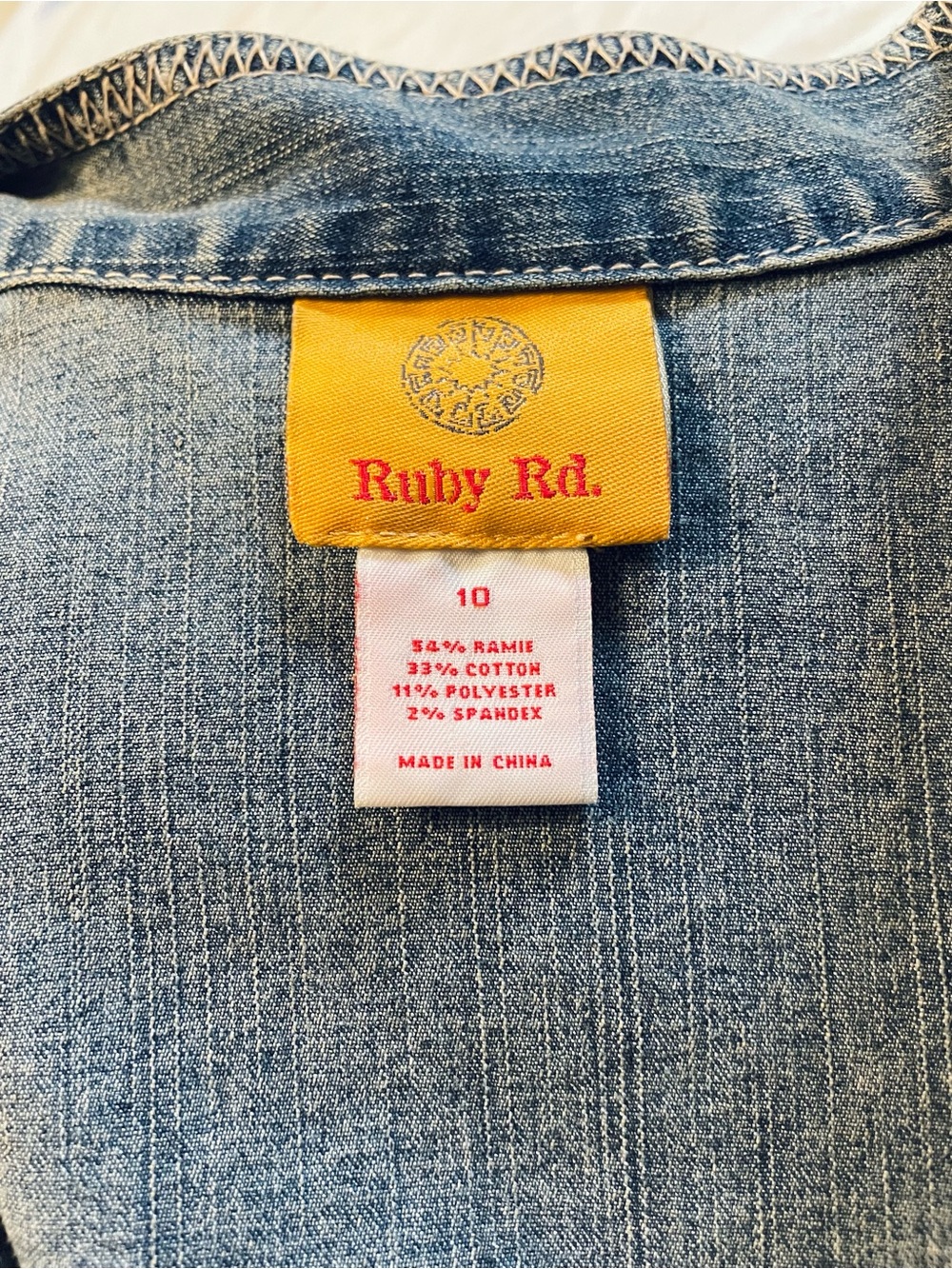 Ruby Rd. Floral Embroidered Denim Jacket - Blue - Picture 6 of 8